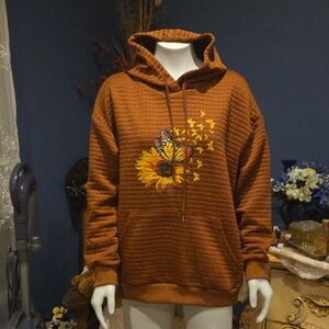 Brown Hooded Sweater with Butterfly Design